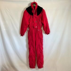 Innsbruck Skiing Passport Women's 6 Hot Pink Black Embroidered Snow Ski Suit VTG